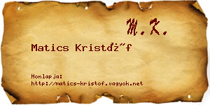 Matics Kristóf névjegykártya